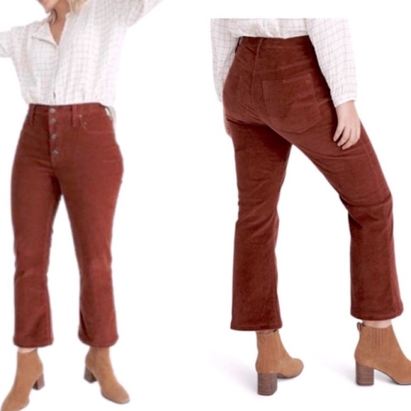 Madewell Cali Demi Bootcut Rust Corduroy Button Fly Front Fall Size 28 - Picture 9 of 9